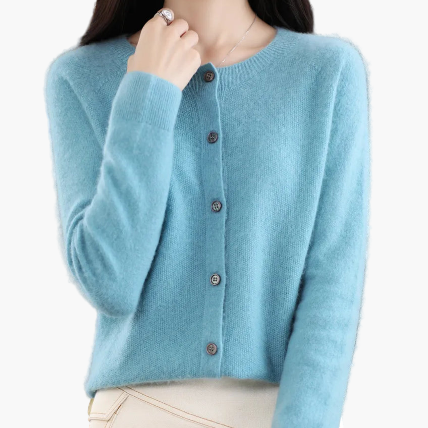 Camille | Women's Round Neck Knitted Cardigan – Classic Office & Everyday Style