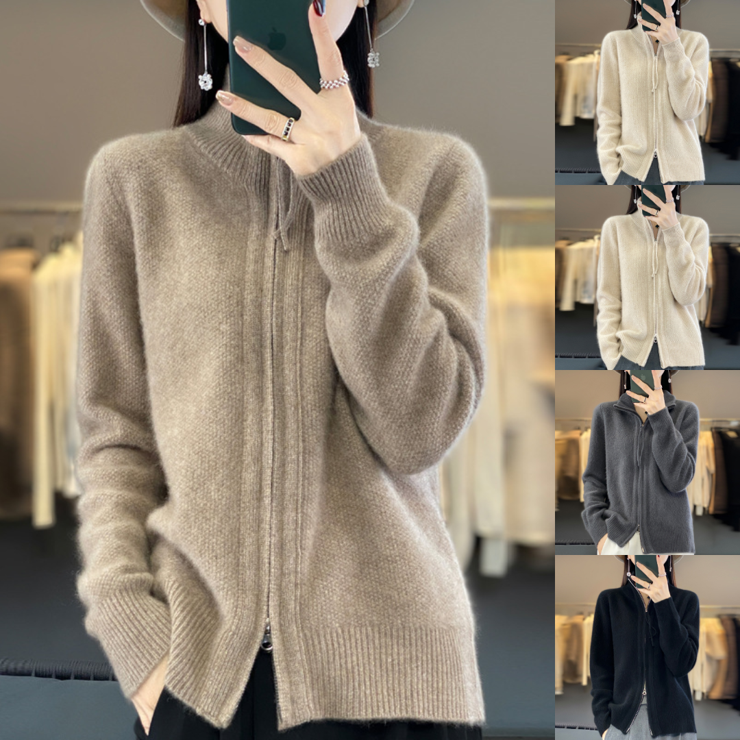 Victoria | Women's Zip-Up Cardigan – Elegant Office & Everyday Knit