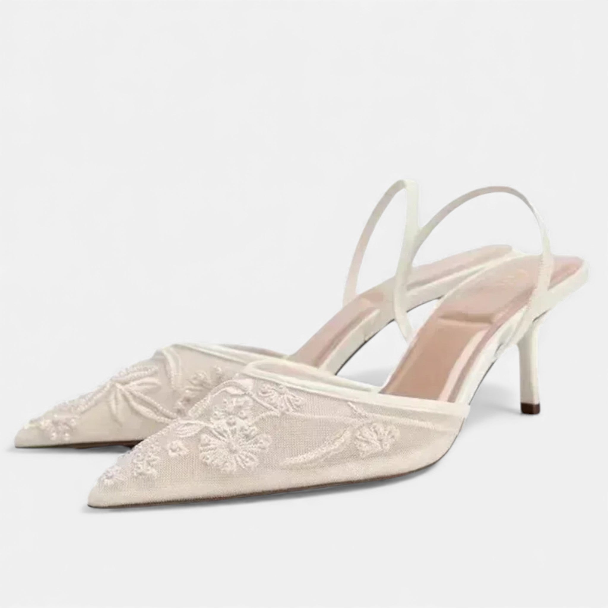Women’s Embroidered Mesh Designer Heels