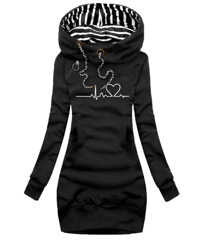 Janet | Women's Longline Hoodie with Heart Print – Cute Oversized Sweatshirt