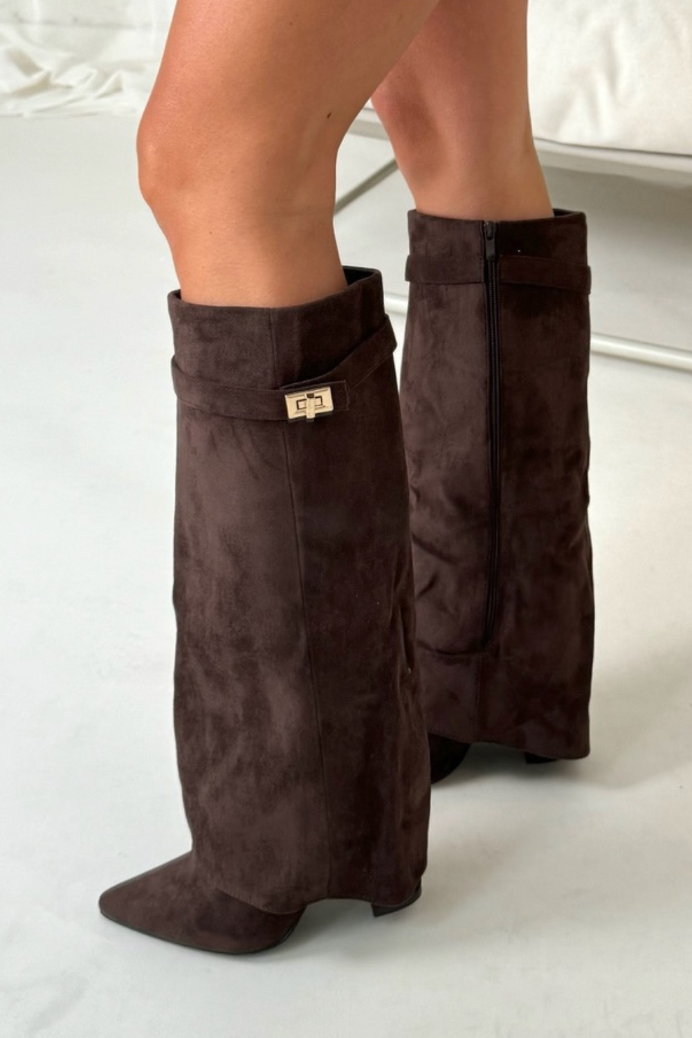 Knee-High Boots with Cuff