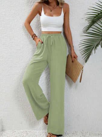 Stephanie | Women's Wide Leg Drawstring Trousers – Casual Fit with Pockets