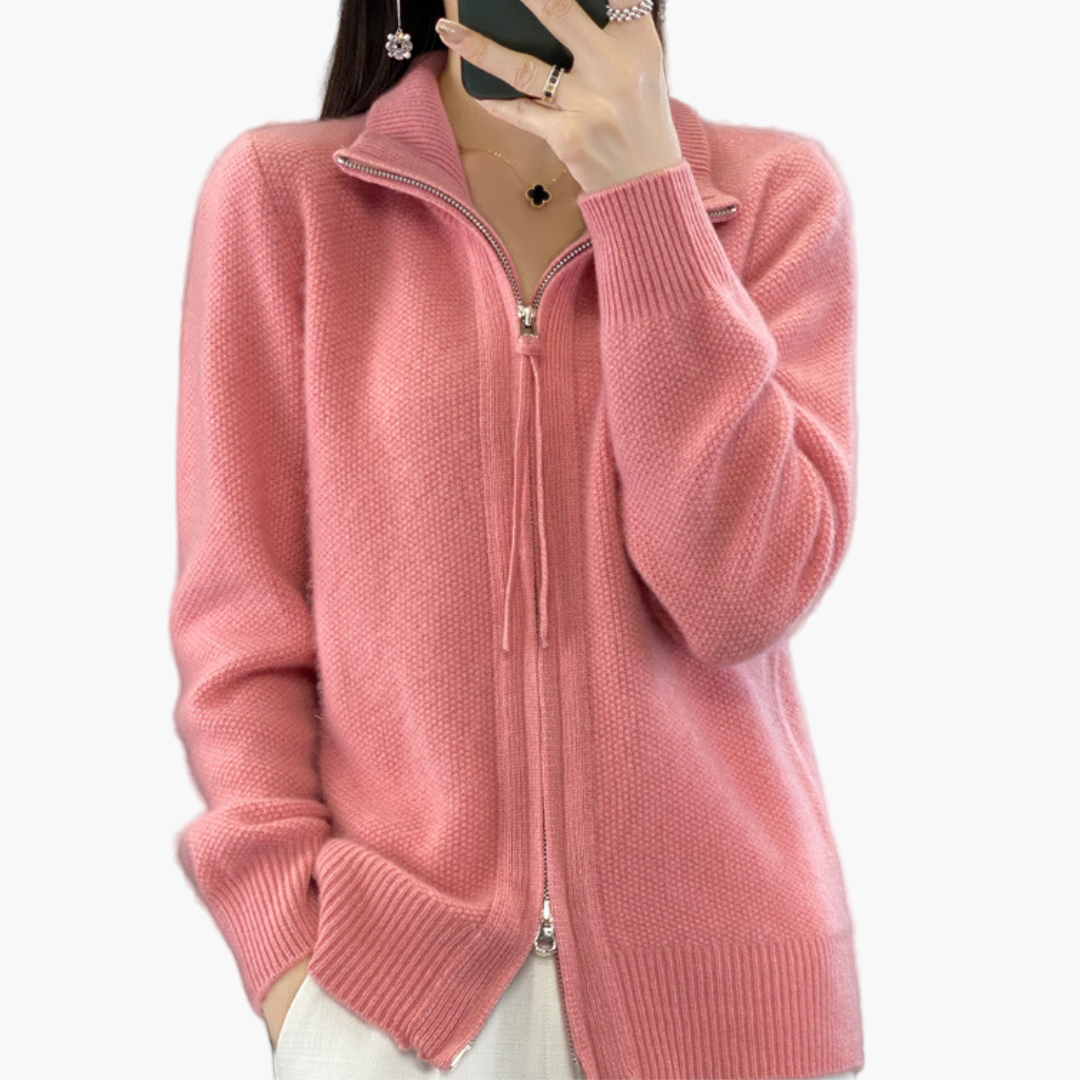 Victoria | Women's Zip-Up Cardigan – Elegant Office & Everyday Knit
