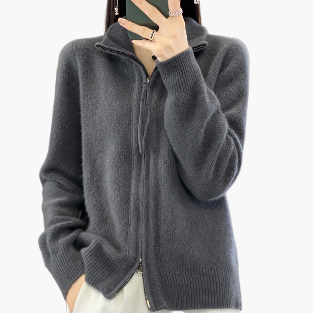 Victoria | Women's Zip-Up Cardigan – Elegant Office & Everyday Knit