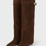 Heeled Leather Boots – Block Heel, Buckle Detail, Regular Fit for Everyday and Evenings