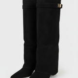 Heeled Leather Boots – Block Heel, Buckle Detail, Regular Fit for Everyday and Evenings