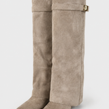Heeled Leather Boots – Block Heel, Buckle Detail, Regular Fit for Everyday and Evenings