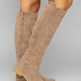 Knee-High Boots – Side Zip Design, Block Heel, Everyday and Smart Casual Wear