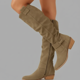 Knee-High Boots – Side Zip Design, Block Heel, Everyday and Smart Casual Wear