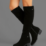 Knee-High Boots – Side Zip Design, Block Heel, Everyday and Smart Casual Wear
