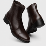 Genuine Leather Ankle Boots – Side Zip Closure, Structured Fit, Smart Casual Everyday Wear