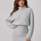Knit Roll-Neck Mini Dress – Stretch Fit, Bodycon Silhouette for Everyday Wear