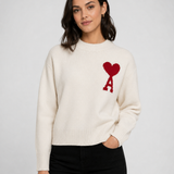 Knit Sweater – Heart Detail, Oversized Fit, Comfortable Everyday Wear