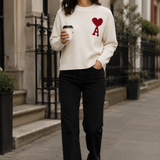Knit Sweater – Heart Detail, Oversized Fit, Comfortable Everyday Wear