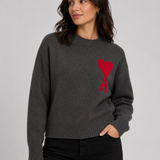 Knit Sweater – Heart Detail, Oversized Fit, Comfortable Everyday Wear