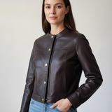 Leather Jacket – Single-Breasted Design, Relaxed Fit, Everyday Layering Piece