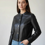 Leather Jacket – Single-Breasted Design, Relaxed Fit, Everyday Layering Piece