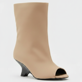 Peep-Toe Knee-Length Boots – Chunky Heel, Slip-On Style, Everyday & Occasion Wear