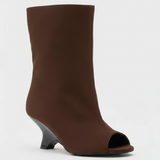 Peep-Toe Knee-Length Boots – Chunky Heel, Slip-On Style, Everyday & Occasion Wear