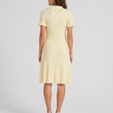 Pleated Midi Dress – Ruffle Detail, Button Placket, Relaxed Fit for Everyday Wear