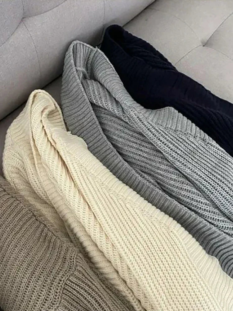 Oversized Knit Cardigan - Ladies' Casual Slouchy Fit Top