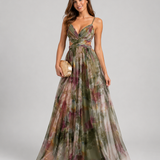 Summer Dress – Floral Print, Cross-Over Waist, Flowing Fit for Holiday Wear