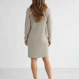 Turtleneck Knit Dress – Ribbed Texture, Relaxed Fit, Everyday Wear and Layering