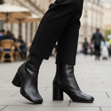 Women's Ankle Boots – Split Toe Design, Chunky High Heel, Zip Fastening for Everyday Wear