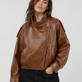 Women's Asymmetrical Leather Jacket – Relaxed Fit, Zip Fastening for Everyday Wear
