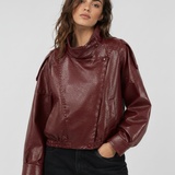Women's Asymmetrical Leather Jacket – Relaxed Fit, Zip Fastening for Everyday Wear