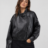 Women's Asymmetrical Leather Jacket – Relaxed Fit, Zip Fastening for Everyday Wear