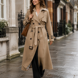Women's Double-Breasted Trench Coat – Belted Waist, Tailored Fit, Everyday Layering
