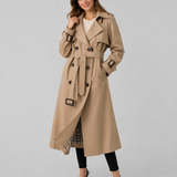 Women's Double-Breasted Trench Coat – Belted Waist, Tailored Fit, Everyday Layering