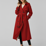 Women's Double-Breasted Trench Coat – Belted Waist, Tailored Fit, Everyday Layering