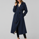 Women's Double-Breasted Trench Coat – Belted Waist, Tailored Fit, Everyday Layering