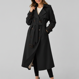 Women's Double-Breasted Trench Coat – Belted Waist, Tailored Fit, Everyday Layering