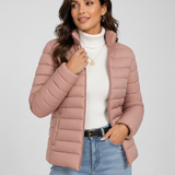 Women's Lightweight Quilted Jacket – Slim Fit, Stand Collar, Everyday Layering