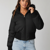 Women's Quilted Winter Jacket – Removable Hood, Elastic Cuffs for Everyday Wear
