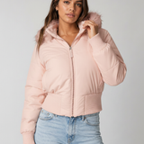 Women's Quilted Winter Jacket – Removable Hood, Elastic Cuffs for Everyday Wear