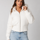 Women's Quilted Winter Jacket – Removable Hood, Elastic Cuffs for Everyday Wear