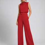 Women's Sleeveless Wide-Leg Jumpsuit – Relaxed Fit, High Neck for Everyday Wear