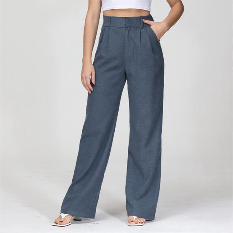 Kate | Women's High Waisted Wide Leg Trousers – With Practical Pockets