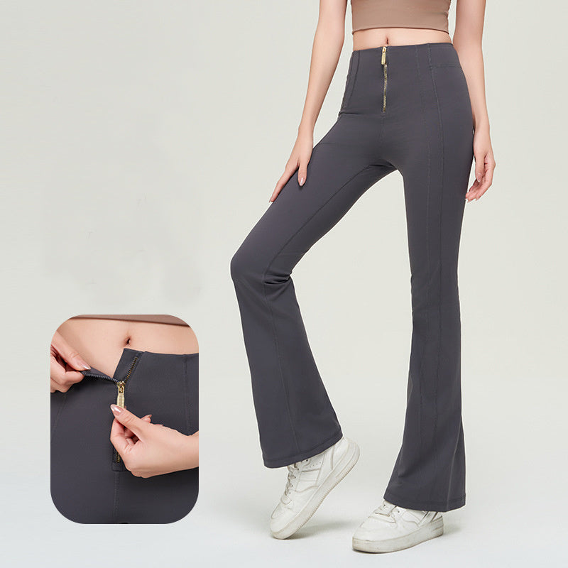 Charlotte | Women's Figure Enhancing Flared Trousers – Zip Fastening