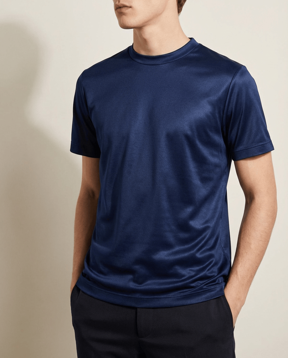 Shiny Crew-Neck T-Shirt – Sleek Casual Style