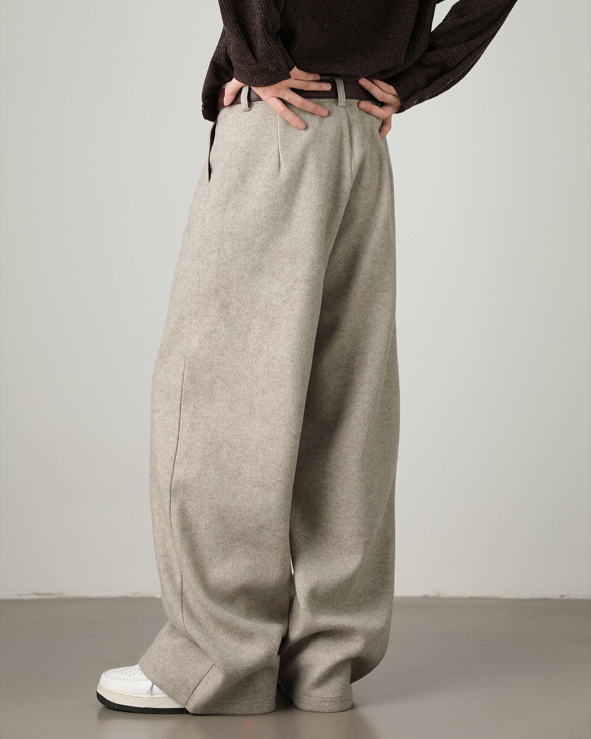 Men’s Wool Blend Wide-Leg Trousers – Smart Tailored