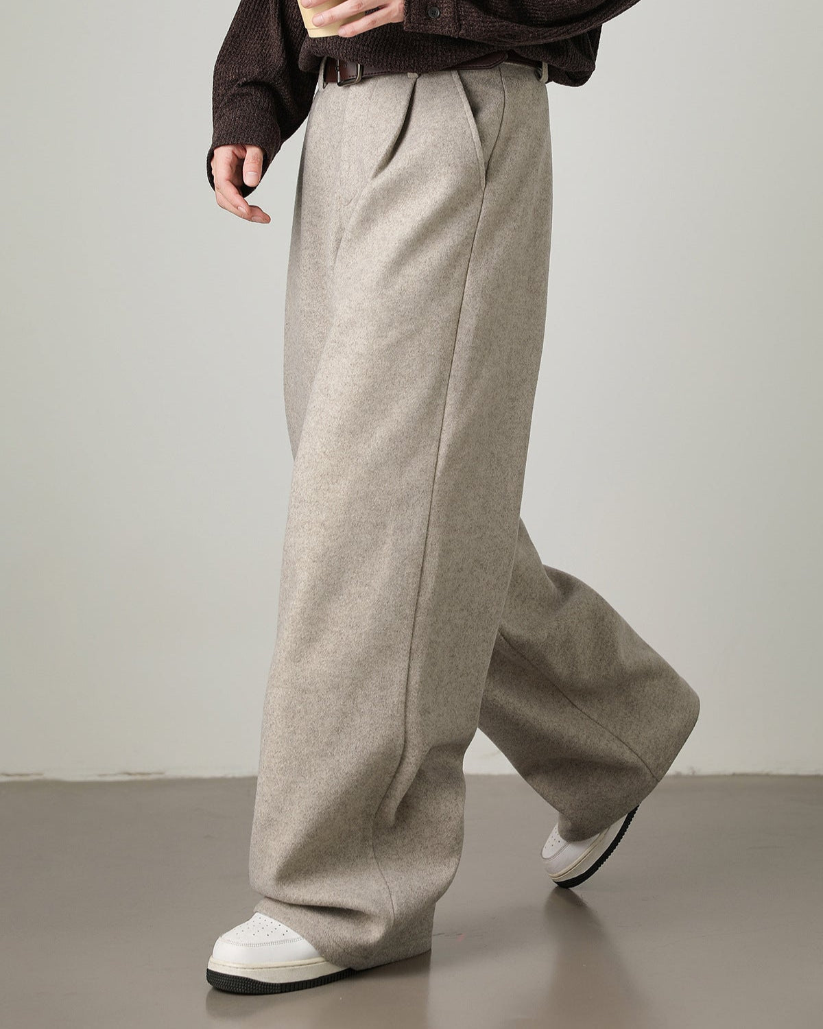 Men’s Wool Blend Wide-Leg Trousers – Smart Tailored