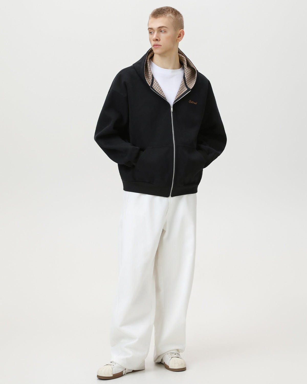 Checked Zip Hoodie