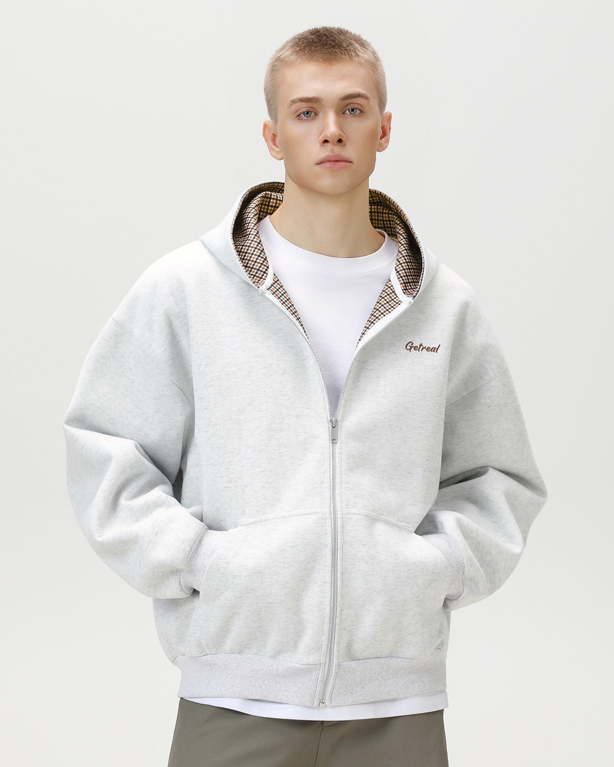 Checked Zip Hoodie