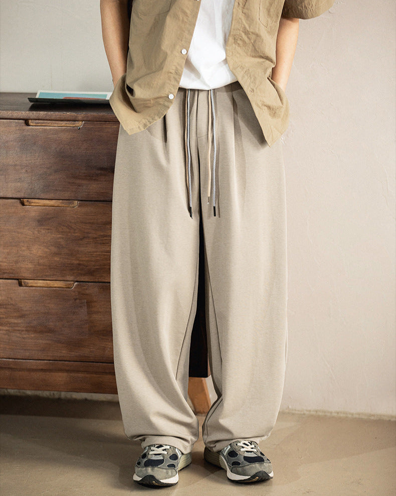 Relaxed Wide-Leg Drawstring Trousers for Men – Comfort