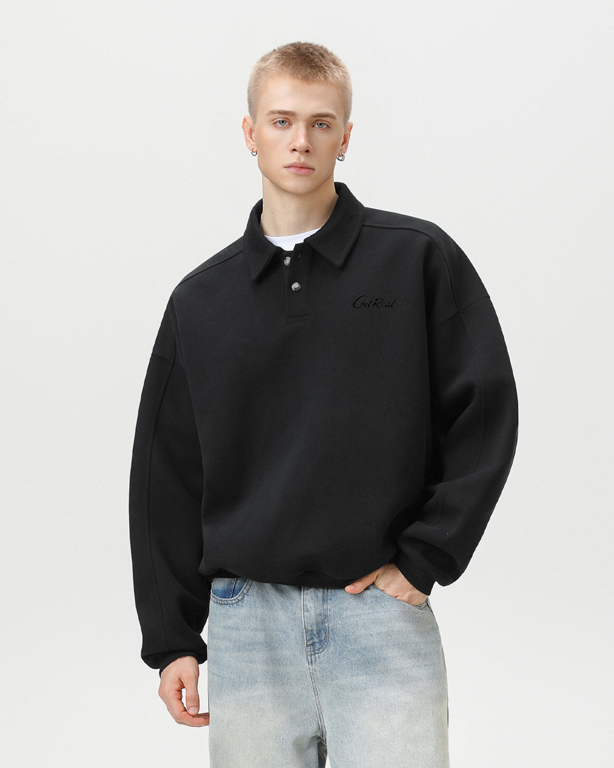 Oversized Embroidered Polo Sweater